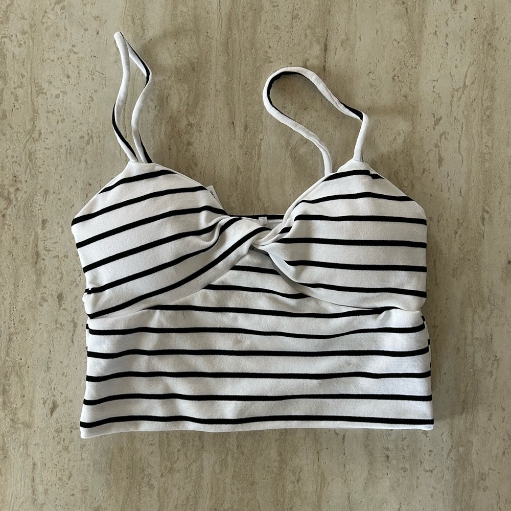 Altar’d State Women’s Striped Black and White Tank Top